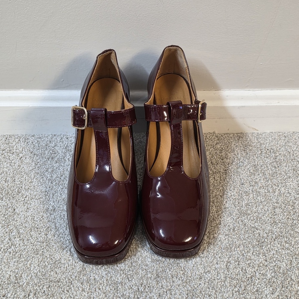 Sezane Monique Mary Jane Heels Burgundy Patent Leather Platform Pumps EU 39 - Picture 3 of 10